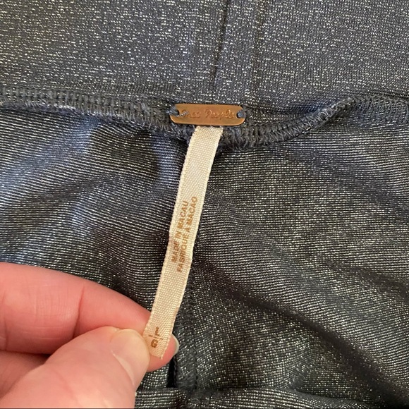 Free People Shimmer Zip Ankle Leggings / Tights in Silver / Grey Sparkle - Picture 8 of 9